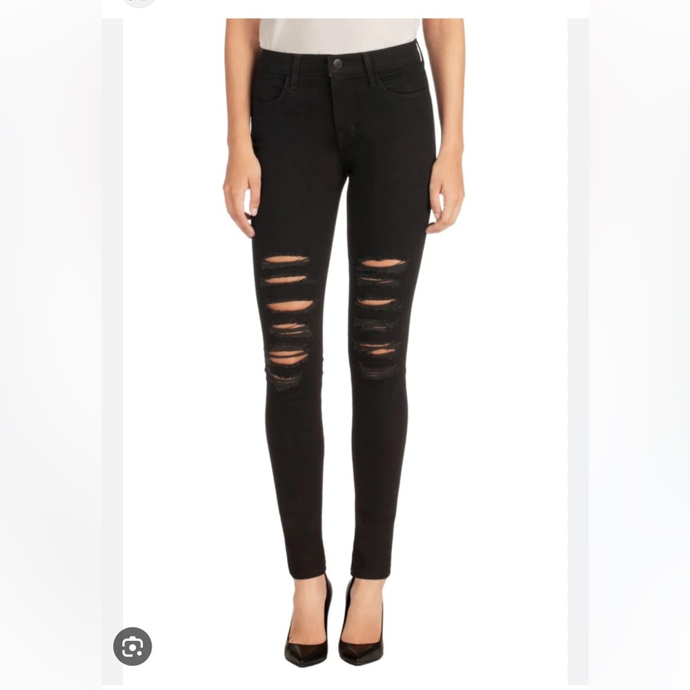 J Brand High Rise Skinny Ripped Jeans